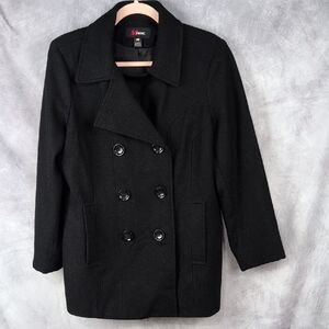 Mystic Black Double-Breasted Pea Coat